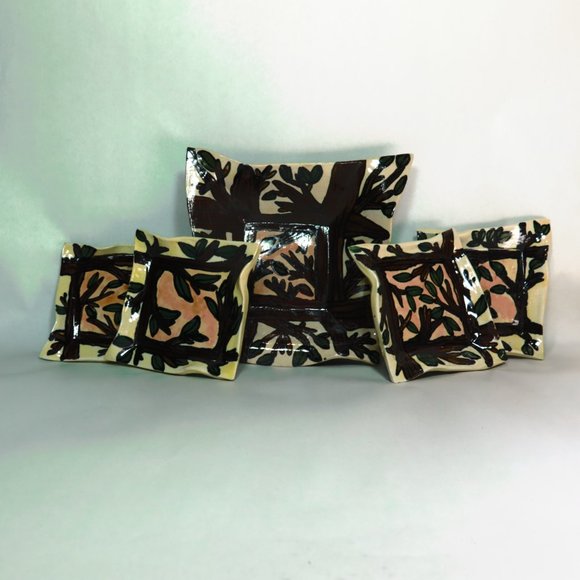 Unique Slab Pottery 5 Piece Set - Picture 4 of 8